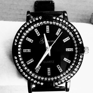 Geneva New Watch Black rhinestones